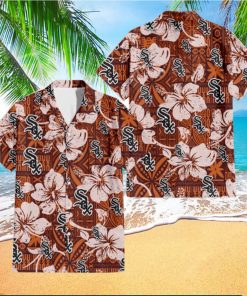 Chicago White Sox Bisque Hibiscus Brown Pattern 3D Hawaiian Shirt Gift For Fans