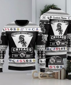 Chicago White Sox Football Team Logo Custom Name Ugly Christmas Sweater Perfect Holiday Gift