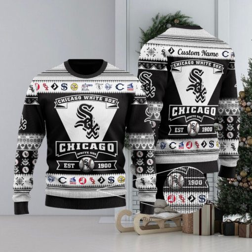 Chicago White Sox Football Team Logo Custom Name Ugly Christmas Sweater Perfect Holiday Gift