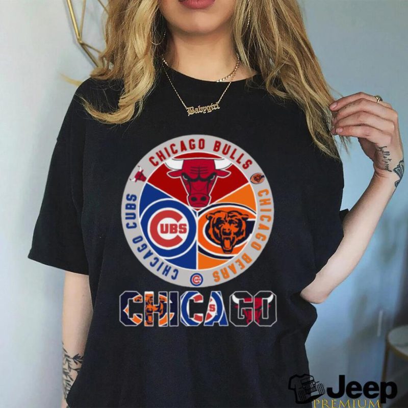 Chicago bulls chicago bears and Chicago Cubs logo teams new design 2023 t shirt