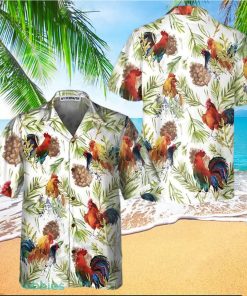 Chicken With Christmas Plants Hawaiian Shirt