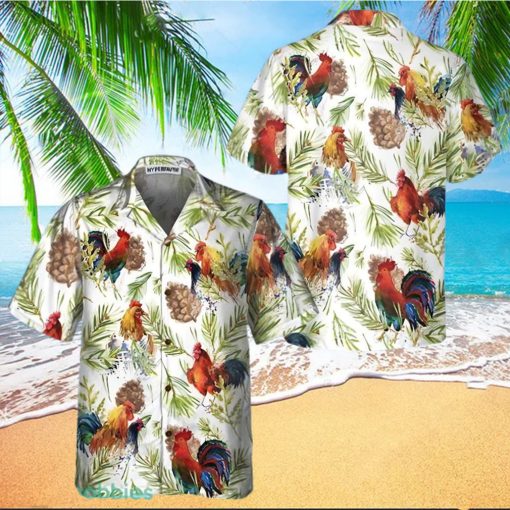 Chicken With Christmas Plants Hawaiian Shirt