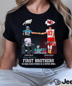 Chiefs Travis Kelce And Eagles Jason Kelce First Brothers Super Bowl LVII Signatures Shir