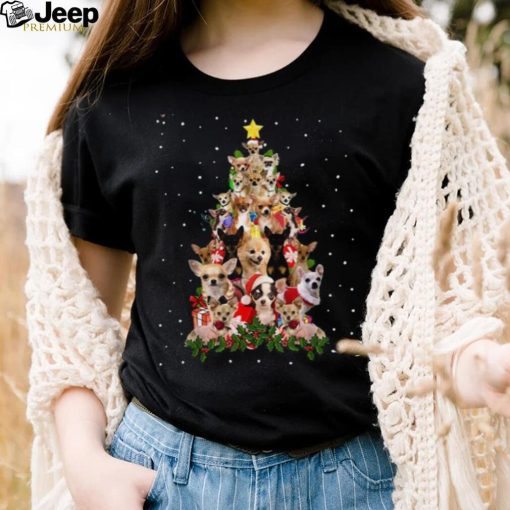 Chihuahua Dog Christmas Tree Lights Funny Xmas Dog Lover Shirt