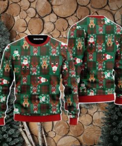 Chihuahua Reindeer Costume With Santa And Deer Christmas Unisex Ugly Sweater