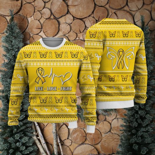 Childhood Cancer Christmas Sweatshirt Nordic Seamless Knitted Sweater Trending For Men And Women Gift Holidays