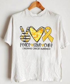 Childhood Peace Love Cure Tie Dye Gold Ribbon Childhood T Shirt