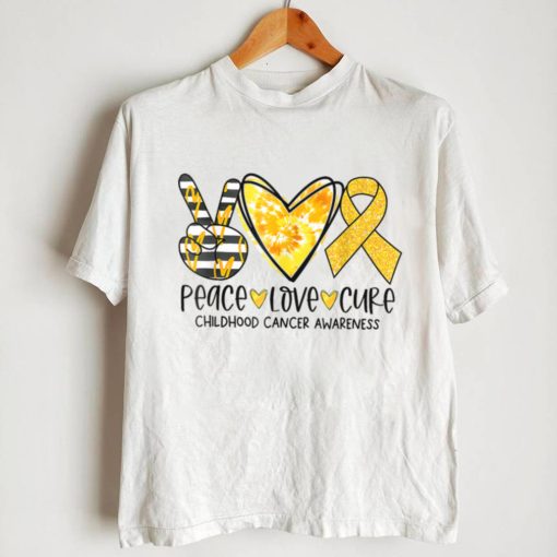 Childhood Peace Love Cure Tie Dye Gold Ribbon Childhood T Shirt