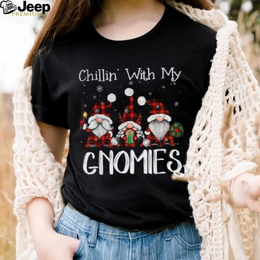 Chillin With My Gnomies Buffalo Red Plaid Christmas Gnome Shirt