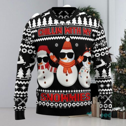 Chillin With My Snowmies Ugly Christmas Sweater All Over Printed For Men And Women Gift Holiday