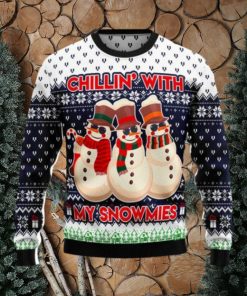 Chilling With My Snowmies Ugly Christmas Sweater Gift Knitting Sweater