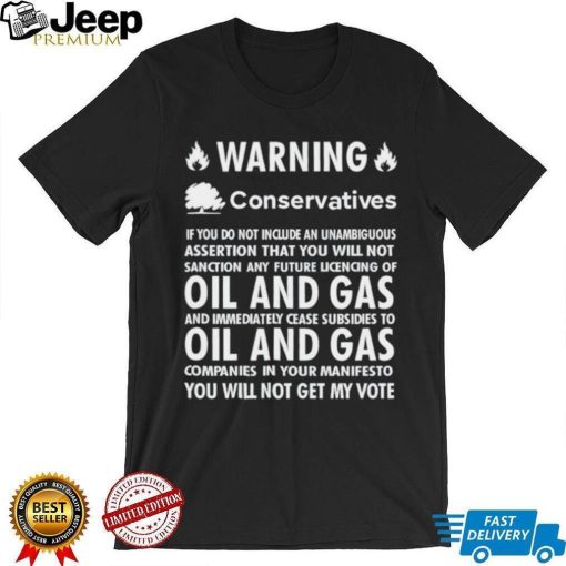 Chris Packham warning conservatives democrats no oil and gas shirt