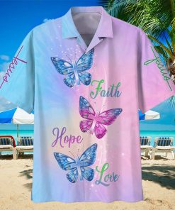 Christian Hawaiian Shirt Faith Hope Love Butterfly hawaiian shirt