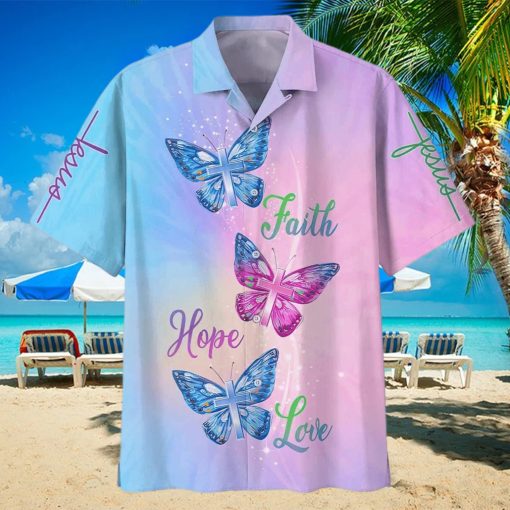 Christian Hawaiian Shirt Faith Hope Love Butterfly hawaiian shirt