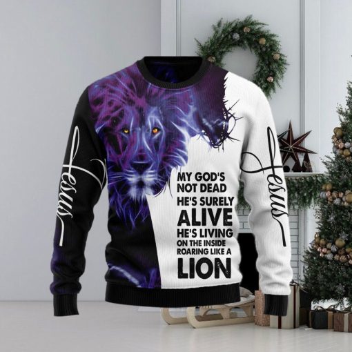 Christian Lion Style 3D Ugly Christmas Sweater Gift Men Women