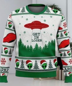 Christmas Alien Santa Get In Loser Christmas Ugly Sweater Party