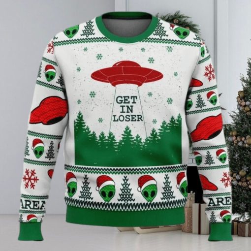 Christmas Alien Santa Get In Loser Christmas Ugly Sweater Party