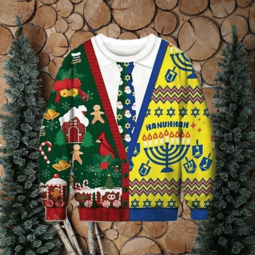 Christmas And Hanukkah Cadigan Costume 3D Funny Ugly Sweater