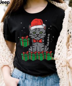 Christmas Black Cat Santa Cute Meowy Xmas Men Women Kids Unisex Shirt