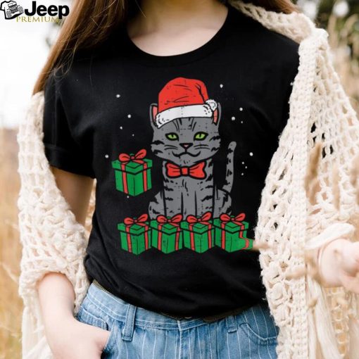 Christmas Black Cat Santa Cute Meowy Xmas Men Women Kids Unisex Shirt