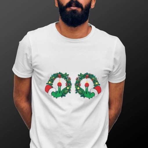 Christmas Boobies Funny Grinchs The Grinch Hand Is On The Breast Hand Boob Shirt