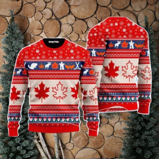 Christmas Canada Maple Leaf Christmas Unisex Ugly Sweater For Men Women