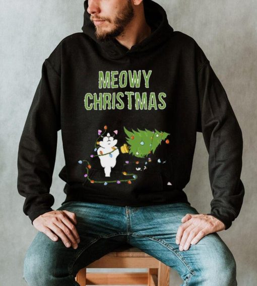 Christmas Cat Tuxedo Xmas Tree Funny Kitty Meowy Shirt