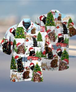 Christmas Cats Aloha Shirt, Santa Claus Hawaiian Shirt