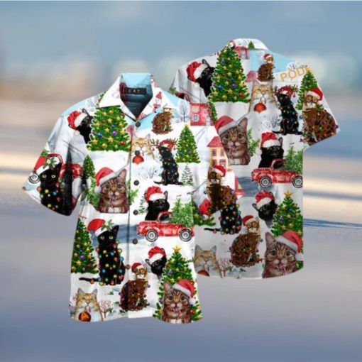 Christmas Cats Aloha Shirt, Santa Claus Hawaiian Shirt