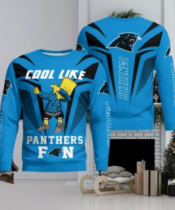 Christmas Cool Like Carolina Panthers Fan Bart Simpson Dab Knitted Sweater Gift Holidays