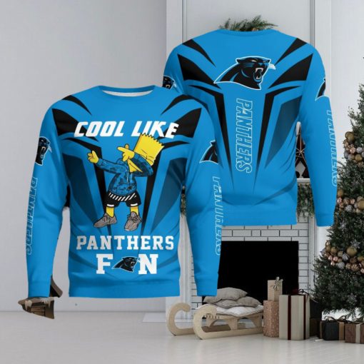 Christmas Cool Like Carolina Panthers Fan Bart Simpson Dab Knitted Sweater Gift Holidays