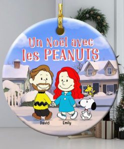 Christmas Couple Personalized Ceramic Circle Ornament