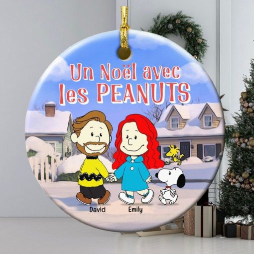 Christmas Couple Personalized Ceramic Circle Ornament