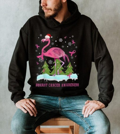 Christmas Flamingo Breast Cancer Awareness Gift Png Shirt