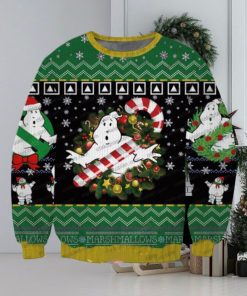 Christmas Ghostbusters With Candy Black Green Christmas Ugly Sweater 3D