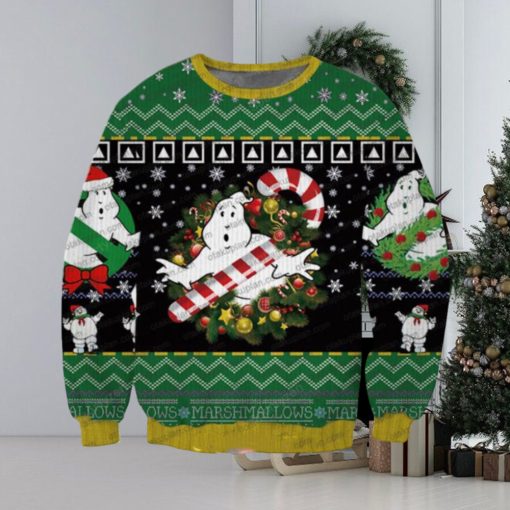 Christmas Ghostbusters With Candy Black Green Christmas Ugly Sweater 3D