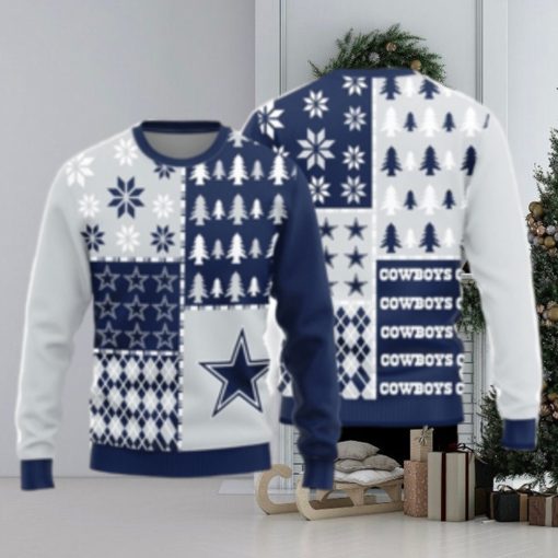 Christmas Gift Dallas Cowboys Logo Christmas Pine Trees Pattern Ugly Christmas Sweater