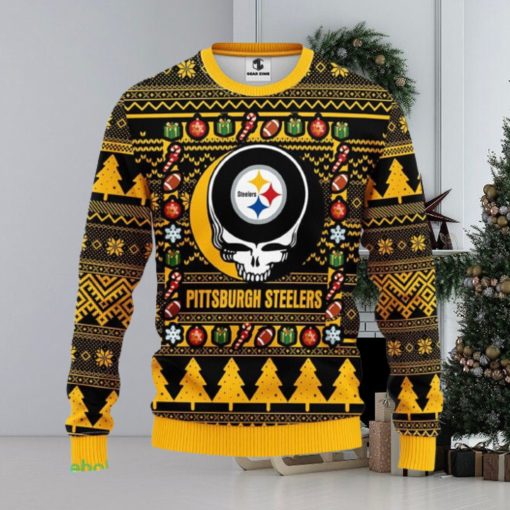 Christmas Gift For NFL Fans Pittsburgh Steelers Grateful Dead Christmas Gift Pattern Ugly Christmas Sweater