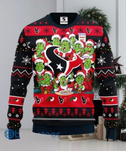 Christmas Gift NFL Houston Texans Cute 12 Grinch Face Xmas Day 3D Ugly Christmas Sweater