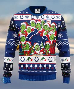 Christmas Gift NFL Indianapolis Colts Cute 12 Grinch Face Xmas Day 3D Ugly Christmas Sweater