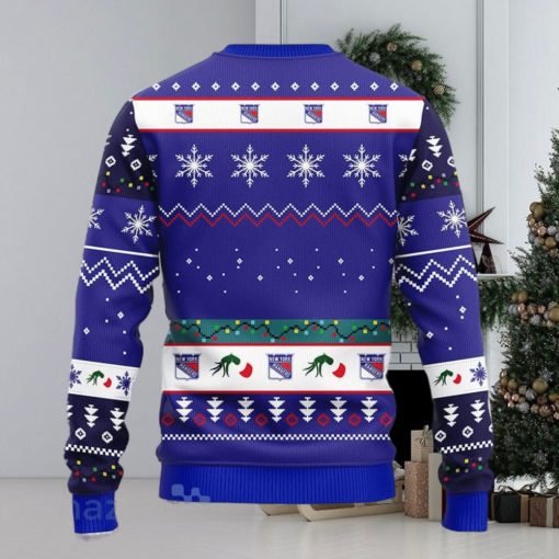 Christmas Gift NHL New York Rangers Cute 12 Grinch Face Xmas Day Ugly Christmas Sweater