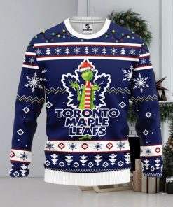 Christmas Gift NHL Toronto Maple Leafs Logo With Funny Grinch Men And Women Ugly Christmas Sweater For Fans