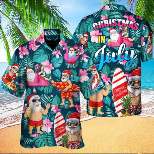 Christmas In July Santa Claus Tropical Hawaiian Tropical Shirt