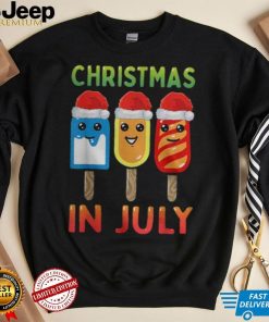 Christmas In July Santa Hat Ice Pops Funny Kids Toddler Cute Women Graphic Tee