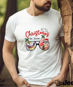 Christmas In June Sunglasses Santa Flamingo Summer Vacation T Shirt