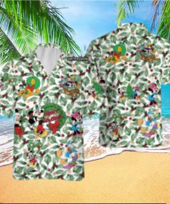 Christmas Leaves Mickey Minnie Disneyland Hawaiian Xmas Holiday Shirt