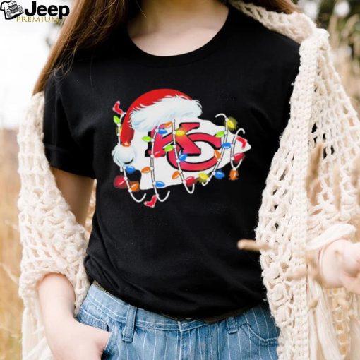 Christmas Light Santa Hat Kansas City Chiefs Logo Shirt