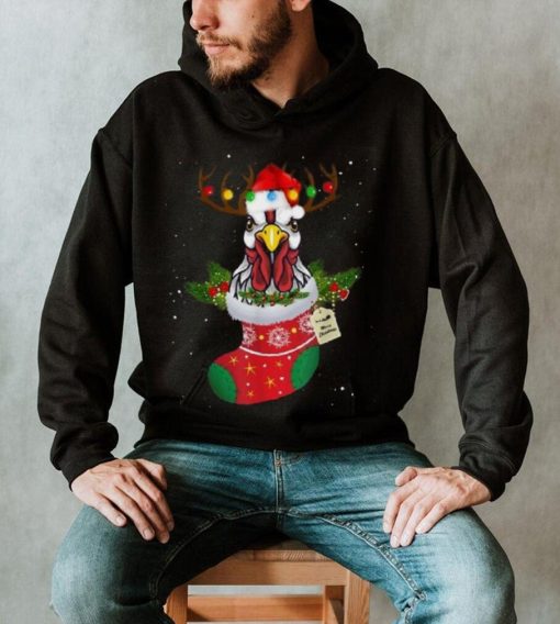 Christmas Lights Chicken Santa Funny Xmas Tree Chicken Shirt