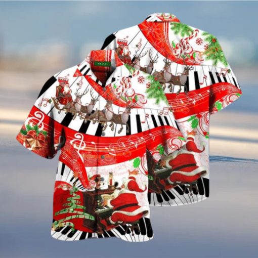 Christmas Piano Theme Hawaiian Shirt, Mens Christmas Hawaiian Shirt