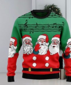 Christmas Santa Claus And Music Notes Ugly Christmas Sweater 3D Gift Christmas Funny